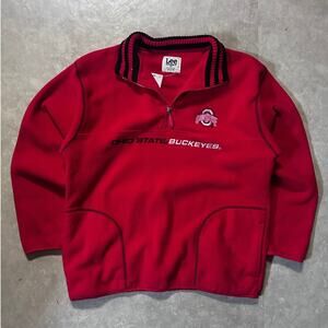 90's Vintage Ohio State Buckeyes Red Quarter Zip Up Jacket -M